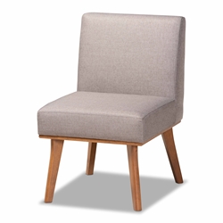 Baxton Studio Odessa Mid-Century Modern Grey Fabric Upholstered and Walnut Brown Finished Wood Dining Chair